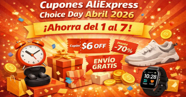 Cupones AliExpress Choice Day Abril 2026: ¡Ahorra del 1 al 7! Cupones AliExpress Choice Day Abril 2026: ¡Ahorra del 1 al 7!